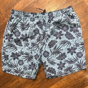 NWOT Kirkland Signature Blue Board Shorts with Tropical Print
